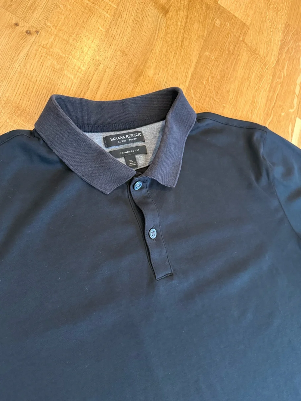 Banana Republic Black Short-Sleeve Luxury Touch Polo with Ribbed Collar